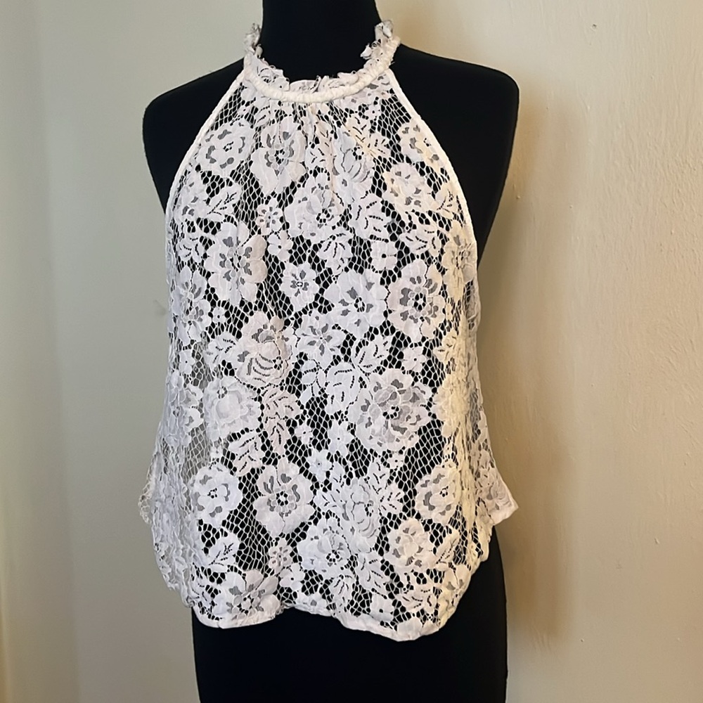 Free People Sweet Meadow Dreams white lace top, M